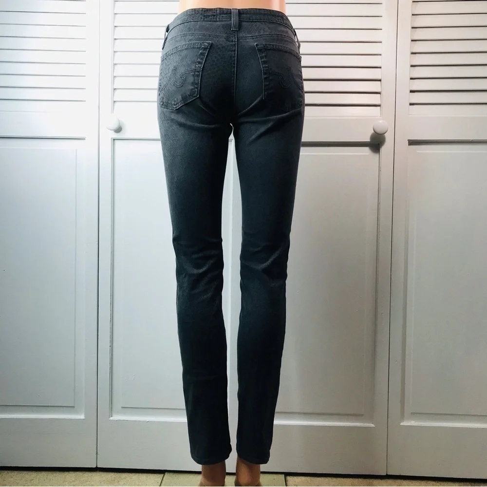AG ADRIANO GOLDSCHMIED Faded Gray Snakeskin Print Skinny Jeans Size 27R